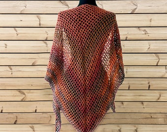 Mesh shawl in brown shades,  triangle shawl, crochet handkerchief scarf triangular scarf, shoulder cover, wrap pastel colors