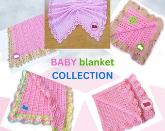 Crochet Baby blanket Patterns Bundle - Four Crochet Blankets PDF - Crochet Collection eBook, Instant download 4026,4027,4028,4029,4030