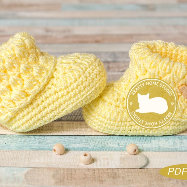 Crochet Pattern, Baby Booties with buttons, Baby Boots Crochet Pattern, Easy Baby Crochet. Photo Tutorial, Instant Download 4023