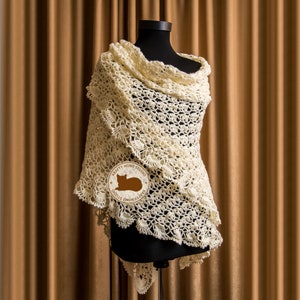 Crochet triangle shawl pattern, crochet chart for lace shawl, crochet tutorial, triangular mesh scarf, Instant Download 1022