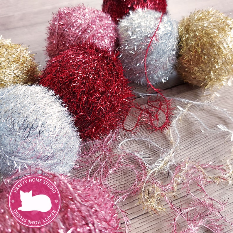 Extra soft eyelash yarn, metallic art eyelash yarn, embellishment yarn, shimmer fancy threads for decoration, shimmer thread image 2
