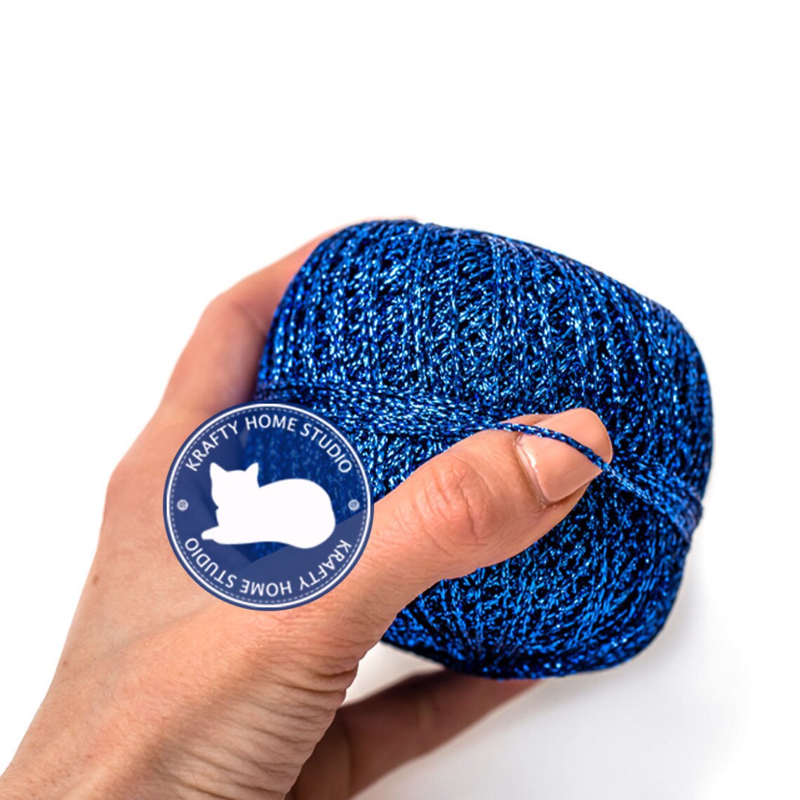 Blue Glitter Yarn Metallic Yarn Thread With Shimmer Soft Etsy