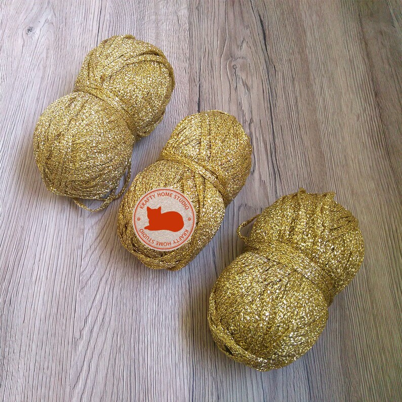 Gold Glitter Yarn Soft Metallic Stripe Thread Yarn With Etsy