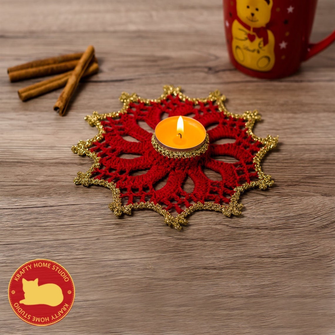 Tea Light Candle Holder Crochet Pattern Christmas Photo Etsy