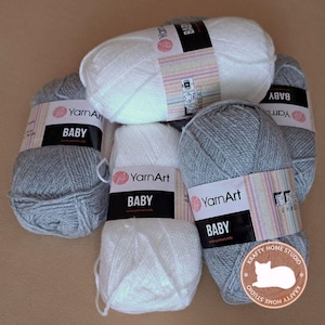 YarnArt Baby yarn for knitting, Baby yarn, sport weight yarn, acrylic, soft yarn, baby weight, size 2, Fine weight, knitwear