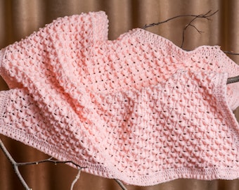 Couverture de bébé au crochet pour nouveau-né fait main pour fille, cadeau pour fille, poussette de voyage La famille s'agrandit pour les nouveaux parents, cadeau pour bébé, couverture douce