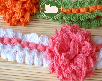 Crochet Headband Pattern, Baby Easy Crochet Headband Pattern, Flower Headband, Baby To Adult Sizes, Tutorial Pattern, Instant Download 3013