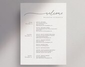 Wedding Weekend Schedule Template: Welcome Note, Itinerary (Printable, Editable)
