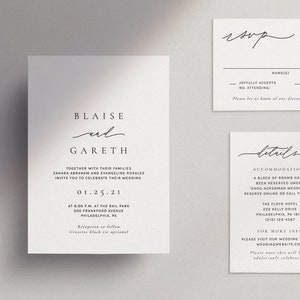 GWEN | Modern Minimal Wedding Invitation Template, Minimalist Script, Editable File, Templett #2543