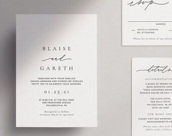 GWEN | Modern Minimal Wedding Invitation Template, Minimalist Script, Editable File, Templett #2543