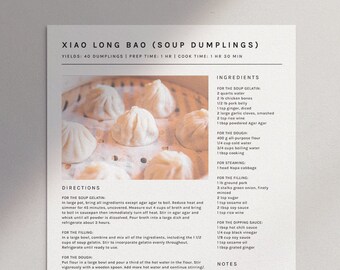 Editable Recipe Card Template: Minimalist Design, US Letter (Templett)
