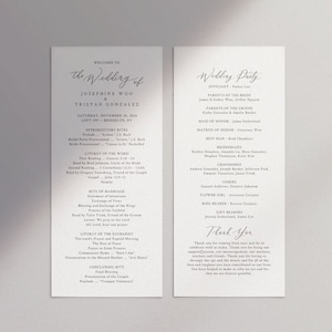 Catholic Wedding Program Template: Elegant Ceremony Order (4x9&quot; Printable, Editable in Templett)