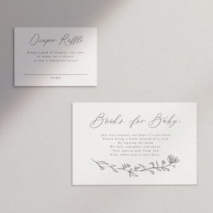 AVA | Books for Baby, Diaper Raffle Baby Shower Invitation Inserts, Editable Printable Template, Digital File, Templett #4139