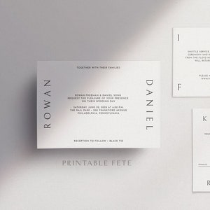 JILL | Minimalist Wedding Invitation, Modern Invitation Template, Typography Invitation, Editable Digital File, Templett #9770