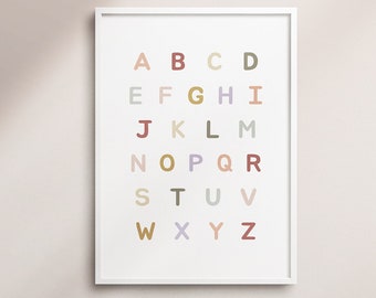Pastel Alphabet Poster: Minimal A to Z Nursery Print (Digital Download)