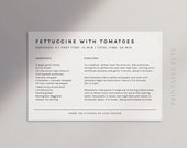 Minimalist Recipe Card Template with Photo (Digital Download)