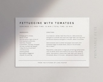 Minimalist Recipe Card Template with Photo (Digital Download)