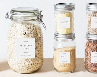 Minimalist Pantry Labels Template: Modern Kitchen Organization (Digital File)