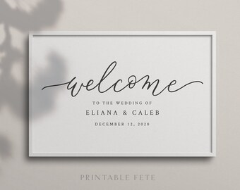 Calligraphy Welcome Sign: Editable Wedding Template (Printable)
