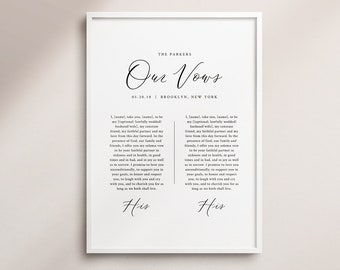 Wedding Vow Keepsake, DIY Printable Vows, 1st Year Paper, Wedding Anniversary Gift, Wall Art, Calligraphy Vows Editable Template #1012 #4140