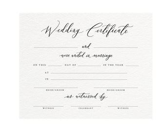 Printable Wedding Certificate, Calligraphy Celebrant Template, Digital File, DIY Editable Text, 8x10, Templett #1012
