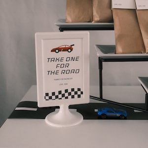 Race Car Favors Sign: Two Fast Birthday Party Template (Digital Printable)