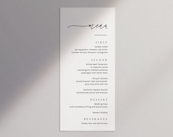 GWEN / Menu, Scrittura minimalista, Menu di nozze in calligrafia, Modello stampabile, Solo file digitale, Templett #2543