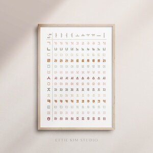 Printable Korean Vowels and Consonants, Bilingual Korean Nursery, Instant Download, Printable ...