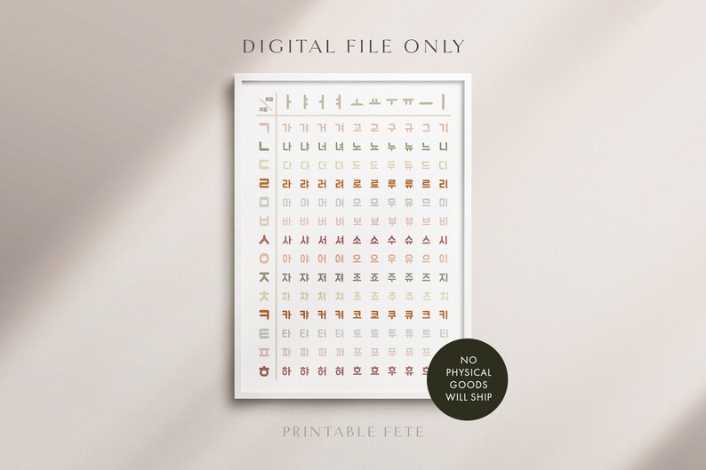 Printable Korean Vowels and Consonants Bilingual Korean - Etsy