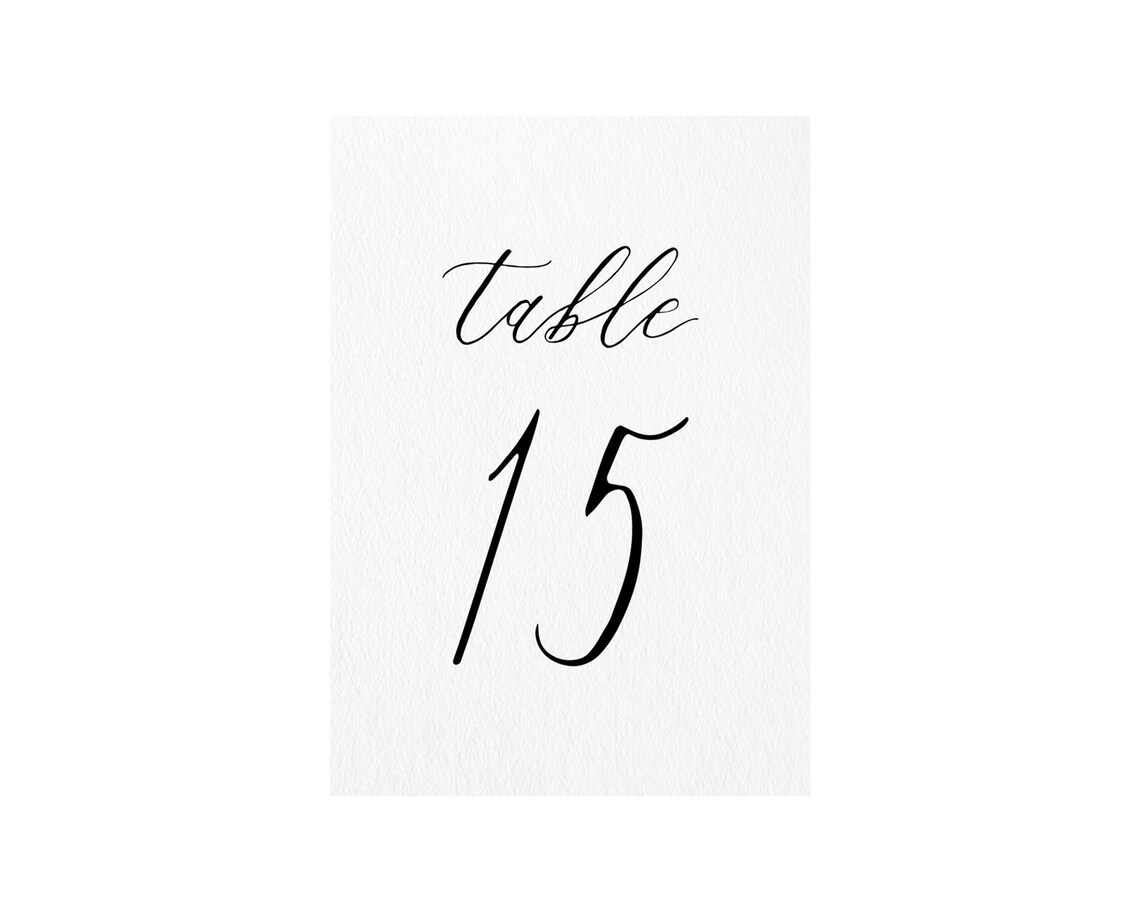 Printable Calligraphy Table Numbers flat Minimal Modern Etsy
