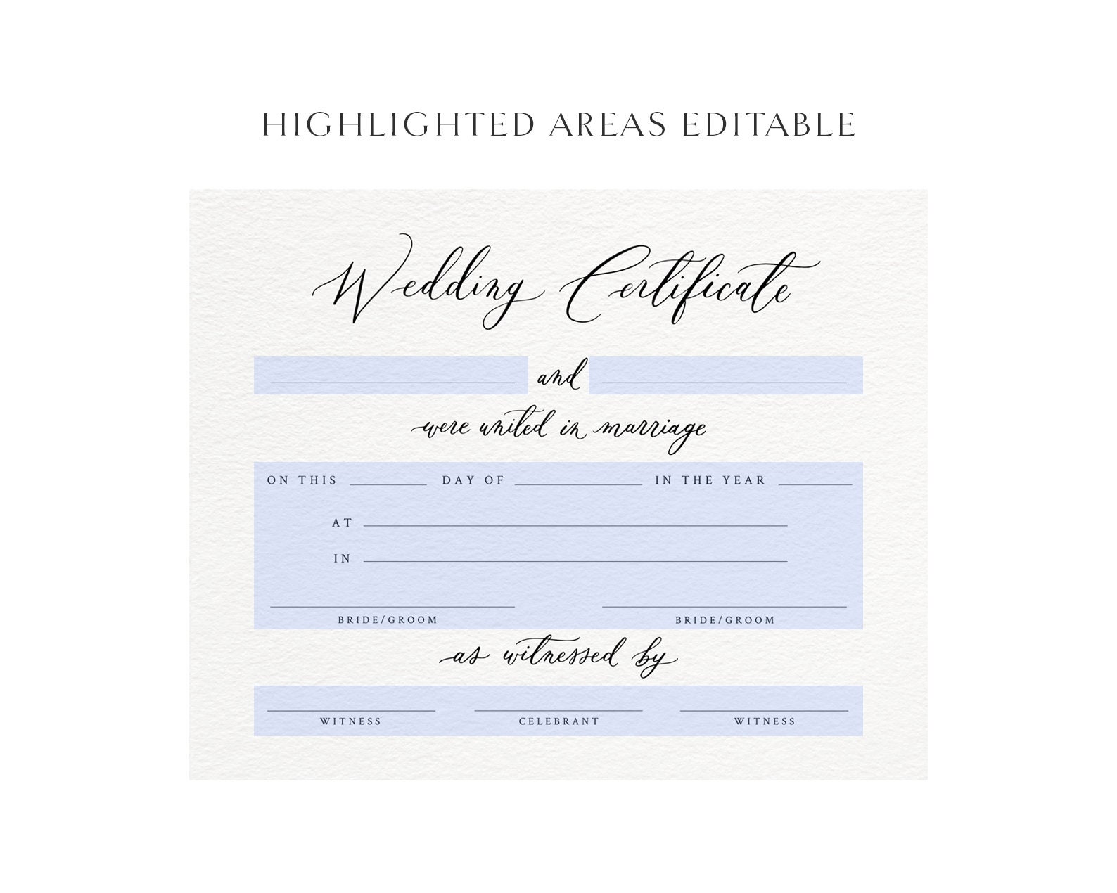 Printable Wedding Certificate Calligraphy Celebrant Template - Etsy