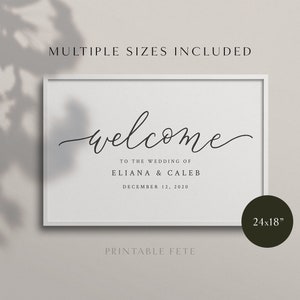 Welcome Calligraphy Sign, Printable Editable Wedding Template, Minimal Printable Sign, 18x24 ...
