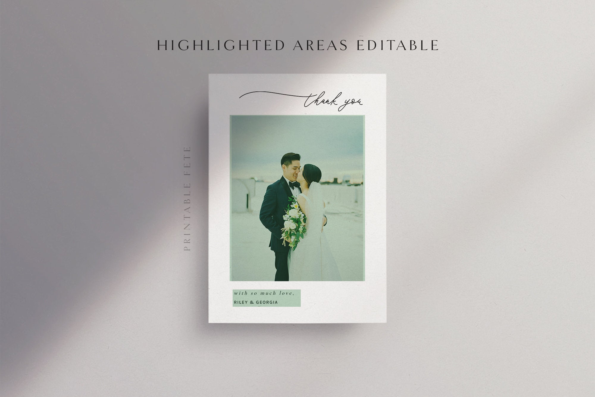 Modern Minimalist Wedding Thank You Card Template (digital File) - Etsy