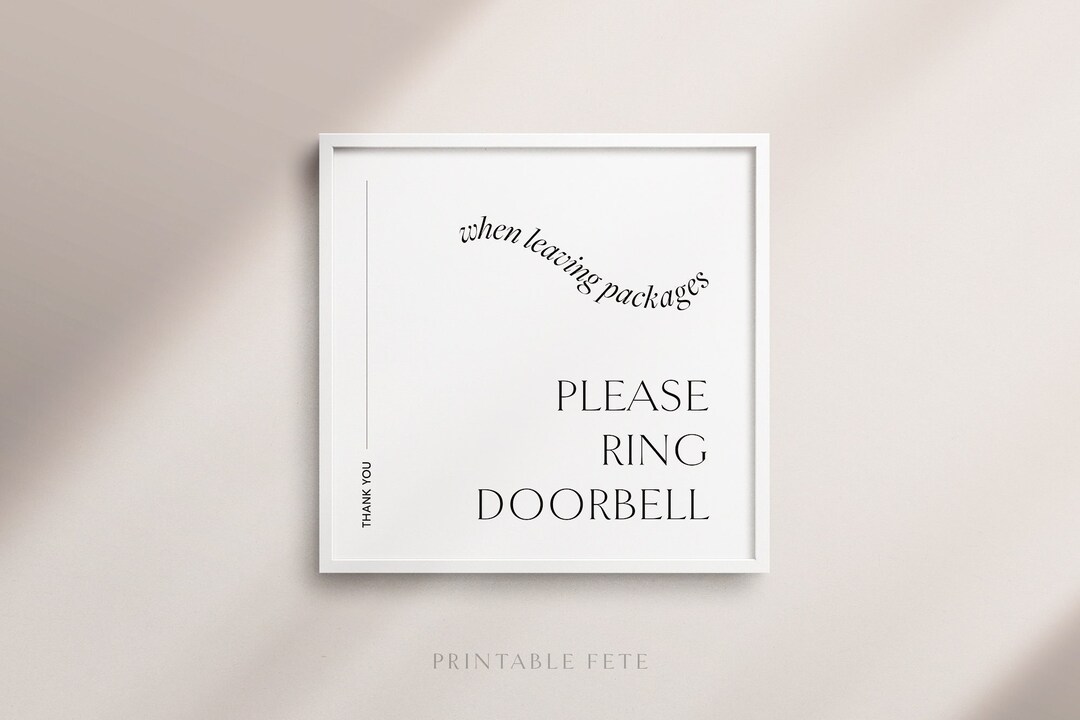 Please Ring Doorbell for Packages Sign, Modern Typography Front Door ...