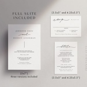 GWEN | Modern Minimal Wedding Invitation Template, Minimalist Script, Editable File, Templett #2543 image 5