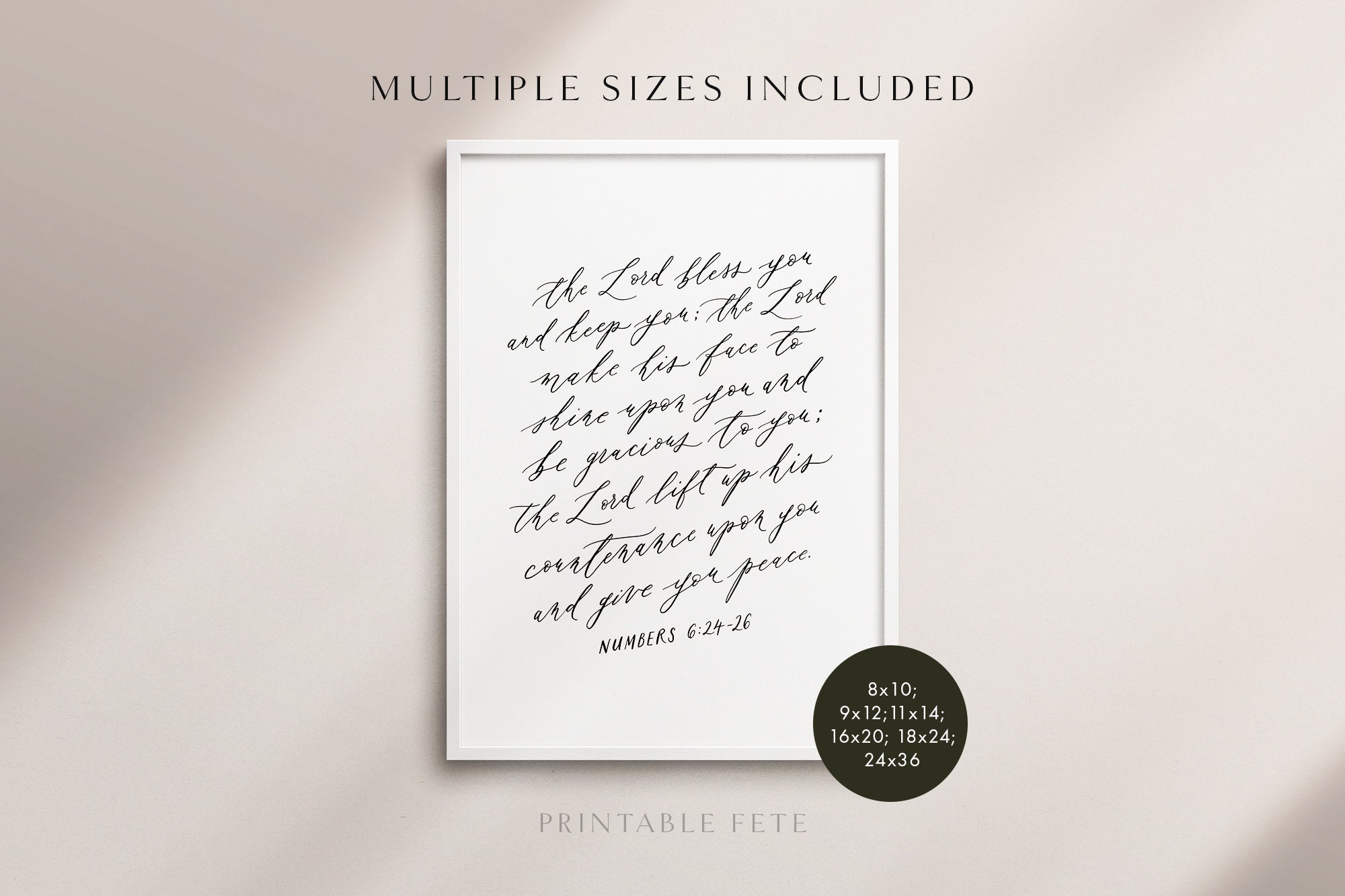 Numbers 6:24-26 Calligraphy Art Print (digital Download) - Etsy