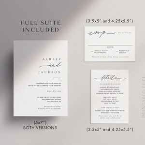 GWEN | Modern Minimal Wedding Invitation Template, Minimalist Script, Editable File, Templett #2543 image 4