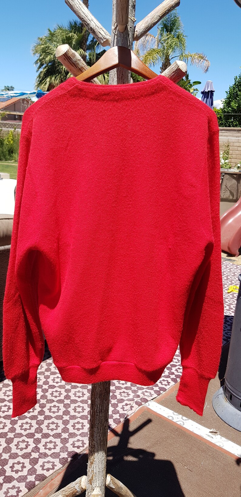 Vintage Red Izod Wool Cardigan Size Medium Pure Wool Varsity Cardigans
