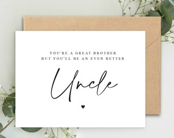 Great Brother to Uncle Pregnancy Announcement A5 Card with envelope, Uncle Pregnancy Announcement Card, Pregnancy Reveal, Uncle Surprise