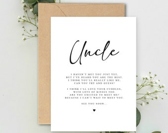 Uncle Poem Pregnancy Announcement A5 Card with envelope, Family, Uncle Pregnancy Announcement, Pregnancy Reveal, Friends, Uncle Surprise