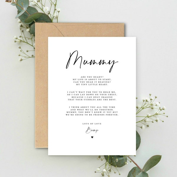 Mummy to be Poem gift A5 Card with envelope, Mum to be, Pregnancy Reveal, Mummy to be, New Mum, Mummy to be Card, Gift for a mummy to be