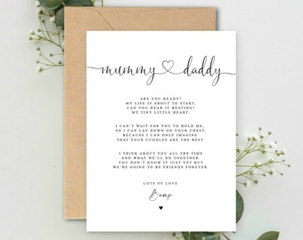 Mummy and Daddy to be Pregnancy Poem Gift A5 Card with envelope, Baby Shower Card, Parents to be Card, New Baby Card, Pregnancy Card