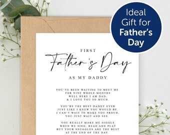 Happy FIRST Fathers Day as my Daddy, Poem from Baby A5 Greeting Card with envelope, Daddy's first Fathers Day Card, Daddy Poem Greeting Card