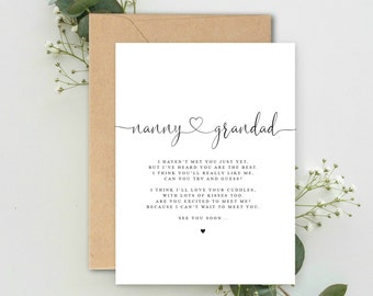 Nanny & Grandad to be Poem Pregnancy Announcement A5 Card with envelope, Pregnancy Reveal, Nanny Grandad to be, Pregnancy Announcement