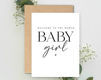 Welcome to the world Baby Girl A5 Card with envelope, Baby Girl Card, New Baby Girl Card, New Baby Card, Congratulations It's a girl