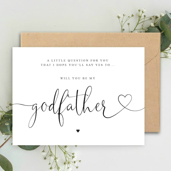 Will you be my GODFATHER Poem Pregnancy Announcement A5 Card with envelope, Will you be my Godfather from child Card Announcement
