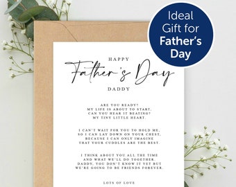 Happy Fathers Day Daddy to be Poem Pregnancy Announcement A5 Card with envelope, Father's Day Card, Pregnancy Reveal, Daddy to be love Bump