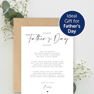 Happy Fathers Day „Daddy to be“-Gedicht, Schwangerschaftsankündigung, A5-Karte mit Umschlag, Vatertagskarte, Schwangerschaftsanzeige, „Daddy to be Love Bump“.