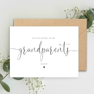 You're going to be Grandparents AGAIN A5 Card & envelope, You're being promoted to grandparents Again card Typography Card, Pregnancy Reveal