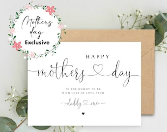 Happy Mother's Day to the Mummy to be from Daddy and Me A5 Card with envelope, Mum to be, Mothers Day Mummy to be Card, Love Daddy and Me